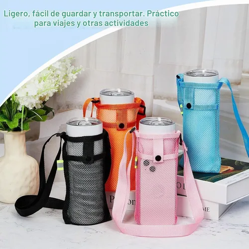 Vista 6 de 8 soportes para botellas con malla de correa, 7.4 x 3.5 pulgadas, colores Colores brillantes