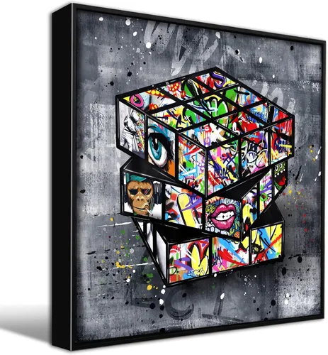 Vista 15 de SIXTTART Banksy - Lienzo de pared para dormitorio, arte de pared con graffiti callejero, pintura abstracta, arte pop, decoración moderna de pared