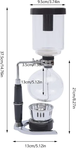 Vista 5 de Siphon - Cafetera de sifón, 16.9 fl oz, cafetera sifón de mesa, cafetera sifón de acero inoxidable, cafetera al vacío, color negro