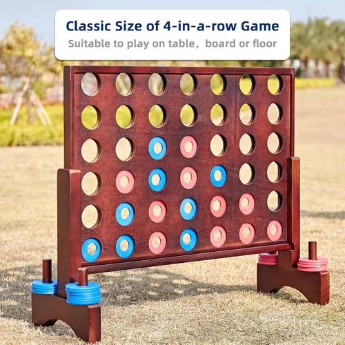 Vista 5 de SpeedArmis Juego gigante de madera 4 en una fila: divertidos juegos de mesa para interiores y exteriores para adolescentes, incluye 42 dados y bolsa