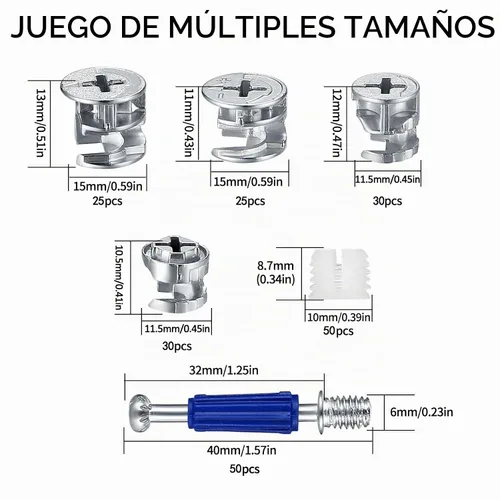 Vista 2 de Tuercas de bloqueo de leva y tornillos de leva, 210 piezas de cerraduras de leva para muebles conectando accesorios de bloqueo de leva, conector