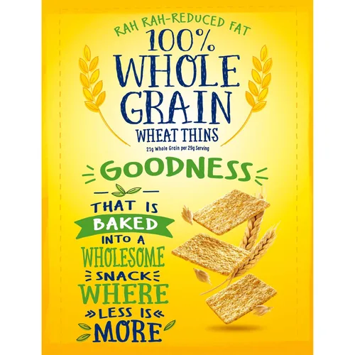 Vista 15 de Wheat Thins Snacks reducidos en grasa, galletas de trigo integral, galletas de aperitivos, tamaño familiar, 12.5 onzas