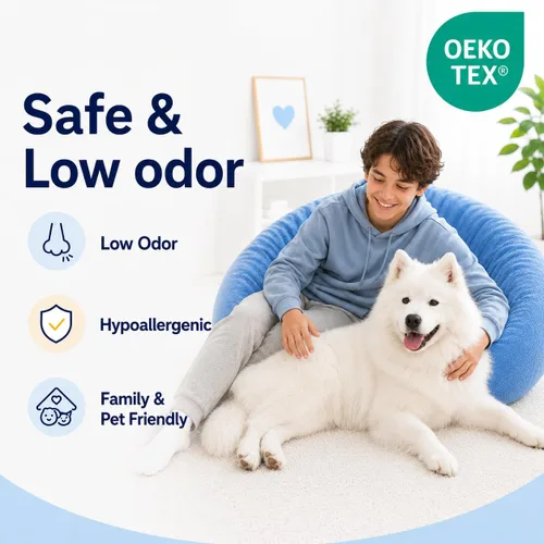 Vista 2 de Relleno de puf de 5 libras, relleno de espuma viscoelástica triturada azul para almohadas y camas para perros
