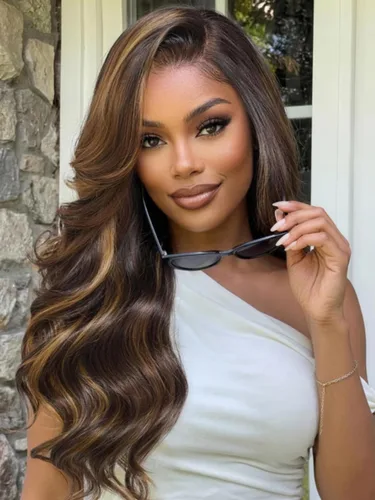 Vista 14 de UNICE Adiós a los Nudos - Peluca de onda corporal 7x5, con encaje HD frontal precortado, pelo humano con cordón elástico de tracción, balayage