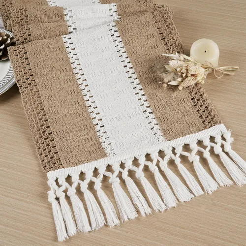 Vista 23 de FEXIA Camino de Mesa Negro con Borlas de 72 Pulgadas Macramé Boho Estilo Granja Camino de Mesa para Decoración de Dormitorio y Comedor