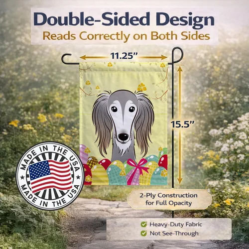 Vista 158 de Caroline's Treasures BB1923GF Bandera decorativa para jardín con diseño de Border Collie, para caza de huevos de Pascua, para jardín, jardín, patio