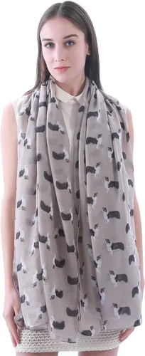 Vista 3 de Border Collie - Bufanda ligera con estampado de perro para mujer