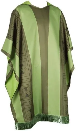 Vista 4 de Bruno - Disfraz de poncho con capucha verde, capa de Halloween, uniforme de vestir para adultos y niños
