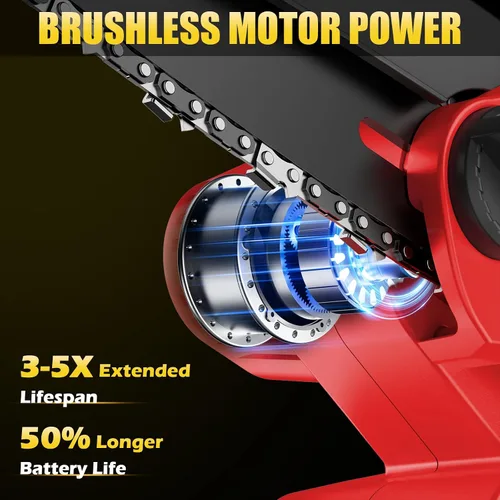 Vista 3 de Mini motosierra inalámbrica, compatible con batería Milwaukee M18, motosierra eléctrica sin escobillas de 6 pulgadas, motosierra de mano