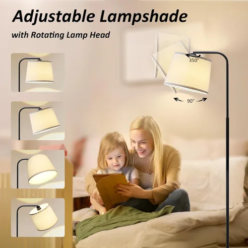 Vista 11 de Lámpara de pie AKASUKI para sala de estar con 3 temperaturas de color, lámparas de pie con interruptor de pie para sala de estar, dormitorio