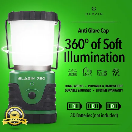 Vista 3 de Linterna LED más brillante para campamento y huracán, funciona con pilas.