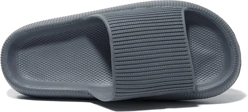 Vista 5 de NewDenBer Pantuflas de nube para mujeres y hombres, suaves y acolchadas con suela gruesa, para ducha, baño, interiores y exteriores, para casa