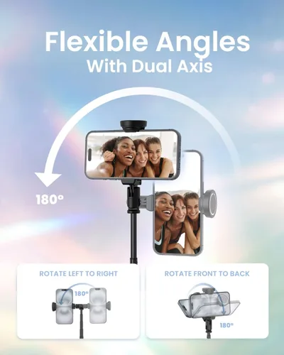 Vista 4 de KraftGeek Trípode Automático para iPhone, Palo Selfie Trípode para Teléfono de 66", Soporte de Trípode con Control Remoto para Grabación de Video