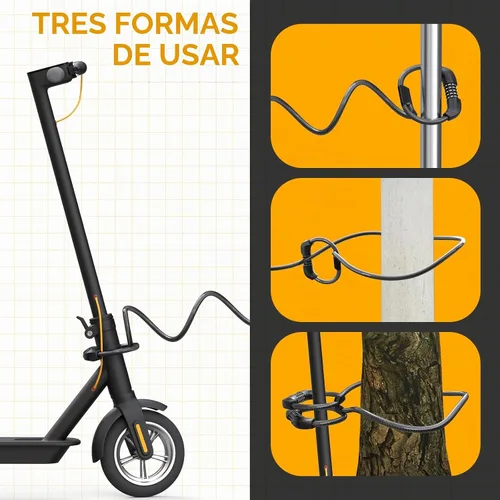 Vista 7 de Candado para Scooter Eléctrico, Candado para Bicicleta, Candado de Cable con Combinación de 5 Dígitos, Dobles Candados de Cable Antirrobo de 41