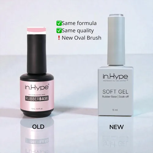Vista 2 de IN.HYPE Capa base de goma elástica. UV/LED curable. Recubrimiento corrector con adhesión mejorada. Remuévese con inmersión (Almendra)