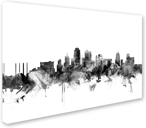 Vista 2 de Trademark Fine Art Kansas City Skyline B&W by Michael Tompsett, 12x19 pulgadas