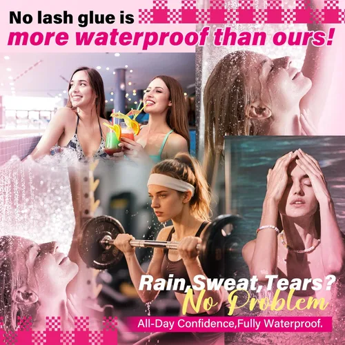 Vista 2 de PROLASHBEAUTY - Pegamento transparente de racimo de pestañas para 7 días de larga duración, pegamento impermeable para pestañas y sellado