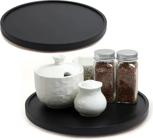 Vista 13 de Organizadores Lazy Susan de Madera de Acacia de 10 Pulgadas, ACIAZAAZ Lazy Susan Giratorio para Gabinete, Giratorio de Cocina para Almacenamiento