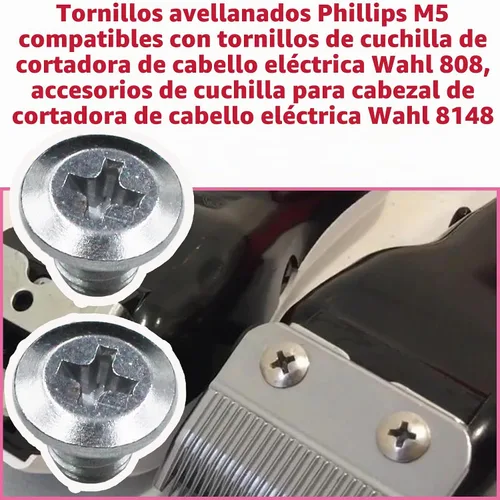 Vista 2 de Tornillos de biselado M5 Phillips para cuchilla eléctrica Wahl para 2 PIEZAS