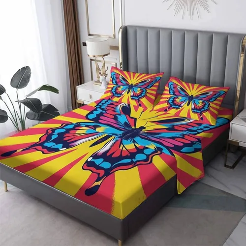 Vista 9 de Sábanas de mariposa tamaño Queen – Sábanas de microfibra suave y bolsillo profundo, sábanas y fundas de almohada estampadas sin arrugas, 1 sábana