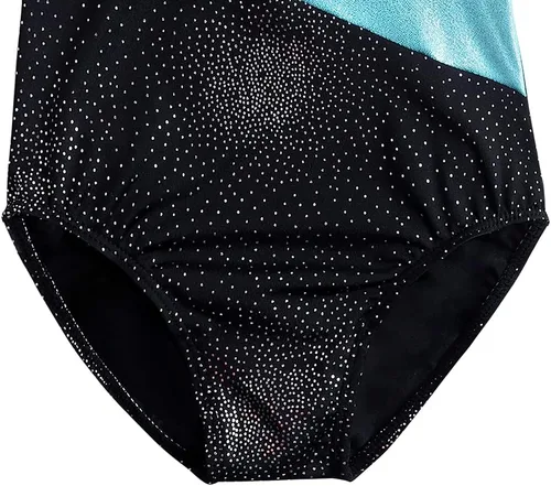 Vista 5 de Malla de ropa de baile de una pieza de material brillante sin mangas con breteles para niñas