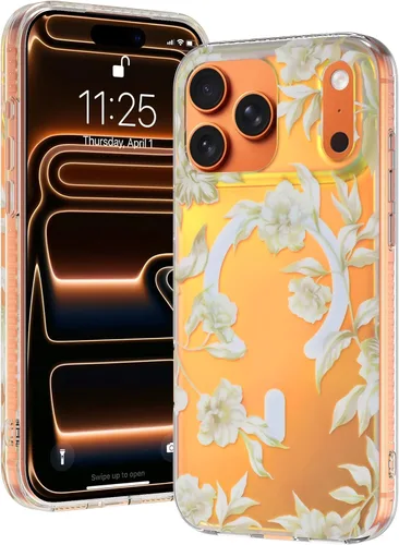 Vista 31 de OOK Magnetic for iPhone 17 Case Clear Pretty Flower Girls Women [Not Yellowing][Screen Protector] [ MagSafe Compatible] with Full Camera Lens