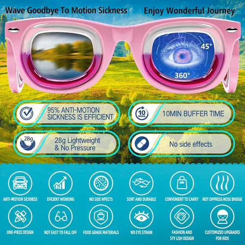 Vista 2 de Hion - Gafas inteligentes anti-mareo para niños (para niños de 3 a 8 años) – Gafas líquidas ultra ligeras y portátiles que alivian las náuseas