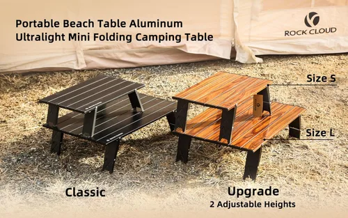 Vista 7 de Rock Cloud Mesa de Playa Plegable de Aluminio Ultraligera Ajustable en Altura, Mesa de Camping Portátil Mini