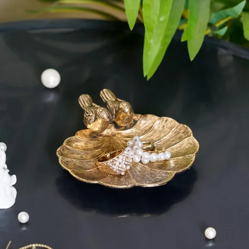 Vista 3 de NIKKY HOME Soporte para anillos, plato de joyería de pájaros, bandeja de baratija decorativa, Shabby Chic organizador de exhibición, cuenco