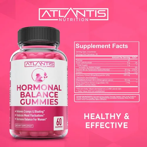 Vista 6 de Gomitas de alivio del síndrome premenstrual de equilibrio hormonal + gomitas Ashwagandha