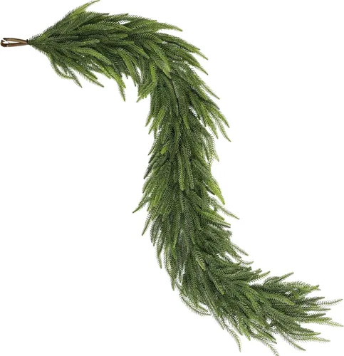 Vista 9 de Guirnalda de pino Norfolk de Navidad de 5 pies, 1 unidad, guirnaldas de agujas de pino artificiales, guirnalda falsa de vegetación sintética