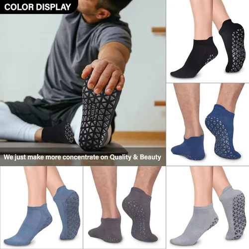 Vista 2 de Calcetines de yoga antideslizantes con agarres para pilates ballet barras descalzo calcetines antideslizantes de hospital para mujeres y hombres