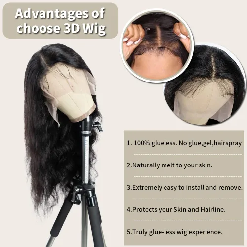 Vista 4 de Spotlight Peluca de cabello humano con encaje frontal HD de 13 x 4, densidad del 180 %, peluca frontal de encaje transparente, prearrancada