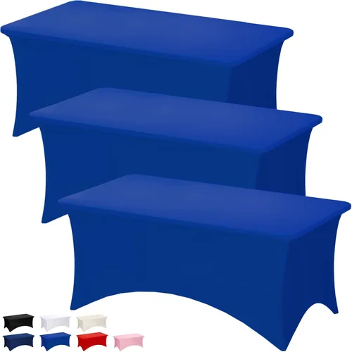 Vista 60 de Fixwal Paquete de 6 Manteles de Mesa Rectangulares, Cubierta de Mesa de 6 Pies, Mantel Blanco Rectangular Ajustado Elástico Rectangular, Cubierta