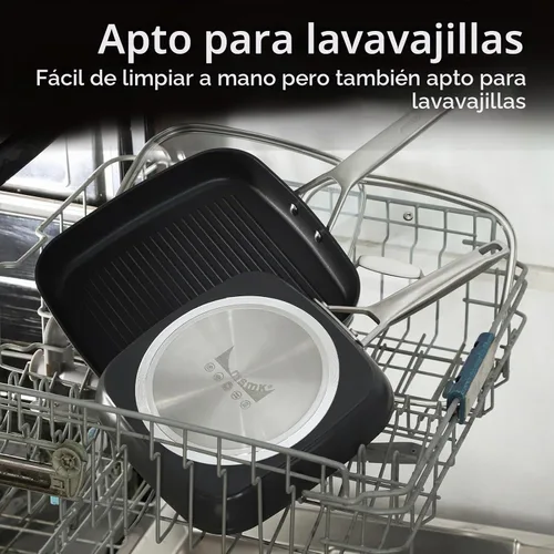 Vista 8 de MsMk - Sartén cuadrada con tapa de 9.5 pulgadas, sartén de parrilla antiadherente de titanio y cerámica, mango Stay-Cool, compatible con todas