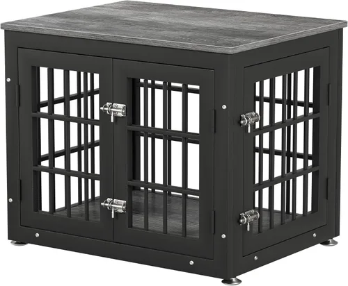 Vista 23 de rehomerance Mueble de jaula de perro resistente de 26 pulgadas para perros pequeños, mesa auxiliar decorativa para casa de mascotas, muebles de Negro