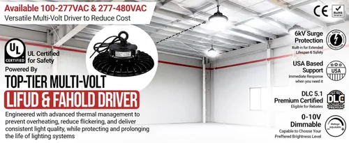 Vista 6 de RuggedGrade 100W Corvus II serie LED alta bahía UFO Warehouse Iluminación