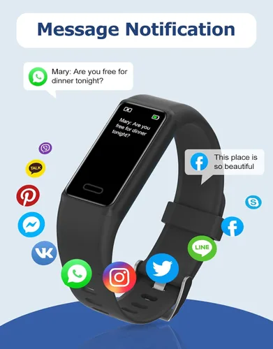 Vista 4 de Cloudpoem Rastreador de actividad física, relojes de fitness para hombres y mujeres con monitor de frecuencia cardíaca 24/7, rastreador de sueño