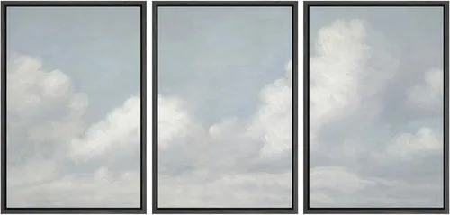 Vista 13 de SIGNWIN Lienzo enmarcado para pared, juego de arte dramático de cielo tormentoso, ilustraciones de paisaje nuboso Moody, arte moderno decorativo