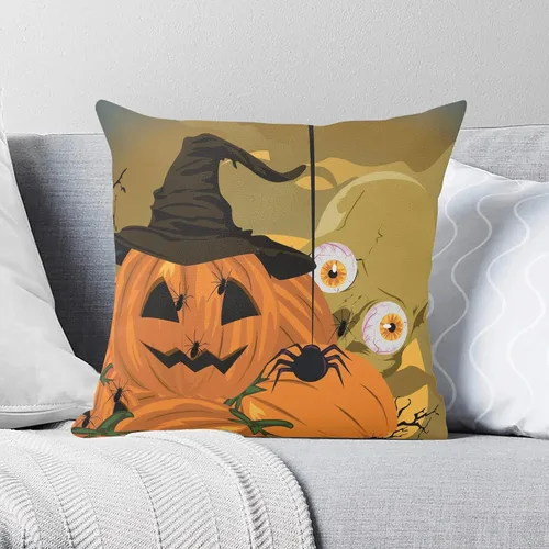 Vista 13 de POPCUSTOMS Fundas de almohada personalizadas de Halloween con fotos impresas de dos lados, fundas de almohada personalizadas, regalos para sofá