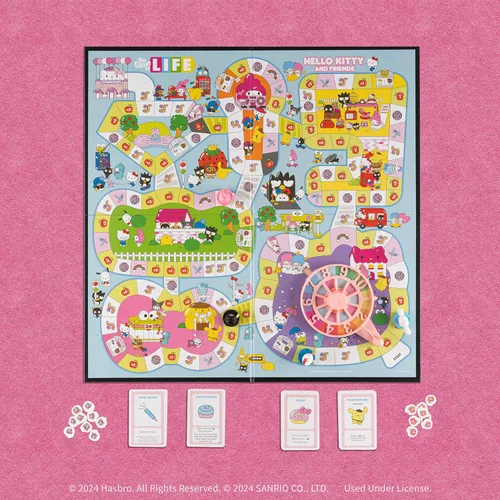 Vista 3 de The Game of Life: Hello Kitty and Friends - Juego de mesa, colecciona manzanas y compra lazos en el camino a la fiesta definitiva, juega como Hello