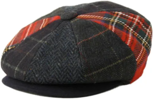 Vista 11 de Hombres de lana Newsboy Cabbies Otoño Invierno Clásico Patchwork Plaid Apple Cap Golf Sombrero Multicolor