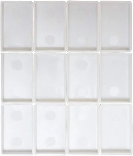 Vista 12 de FCLUB 24 bandejas de acuarela vacías – Moldes de esquina redondeada de plástico blanco de 0.1 fl oz para paleta de pintura de bricolaje