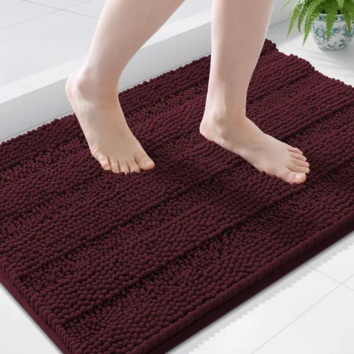 Vista 117 de Grandaily Alfombras de baño de felpilla a rayas de 24 x 16 pulgadas, extra gruesas y suaves, absorbentes, parte trasera de goma, alfombra de ducha