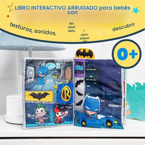 Vista 2 de Mi primer libro de cómics suave - Kids Preferred DC Comics El Batman Bravos Pequeños Héroes Libro sensorial suave para bebés con textura crujiente