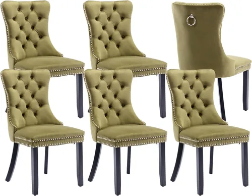 Vista 86 de Juego de 2 sillas de comedor de terciopelo beige, sillas de comedor tapizadas beige01