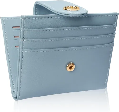 Vista 17 de FUNTOR - Carteras pequeñas para mujer, soporte delgado y plegable para tarjetas de crédito con bolsillo para monedas con cremallera, A: Negro