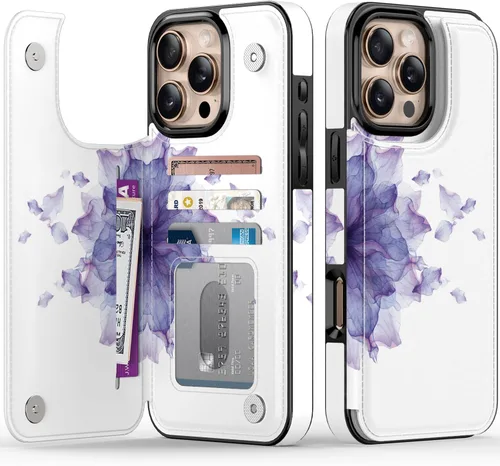 Vista 159 de LETO para iPhone 15 Pro Funda tipo cartera - Tapa tipo folio con patada - Diseños de moda - Tarjetero - Funda protectora para mujeres y niñas - 6.1