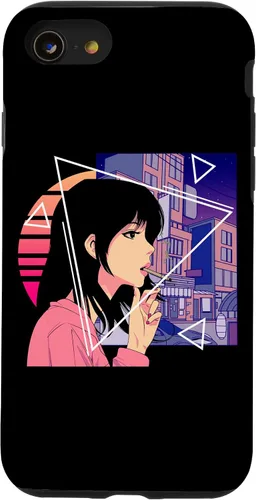 Vista 18 de Retro 80's Japanese Lofi Vaporwave Aesthetic Sad Anime Girl Case for iPhone 17