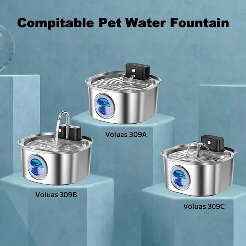 Vista 3 de Paquete de 20 filtros de repuesto para fuente de agua para gatos para fuentes de agua de acero inoxidable de 108 oz/3.2L 309A/309B/309C, 10 filtros